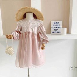 Coréen Enfants Boutique Vêtements Filles Piink Princesse À Manches Longues Robes Enfants Corée Robe Toddler Automne Vêtements 210615