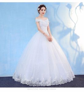 Robe de bal coréenne à lacets, col en V, épaules dénudées, nouvelle mode, personnalisée, grande taille, robe de mariée, Photo réelle, 2018