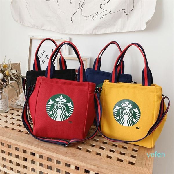 Bolso de las señoras coreanas Cosas Sacos Bolso de hombro de la manera Starbucks Lona Crossbody Organizador Fresh Lady Tote Bolsas de compras Preppy S301y