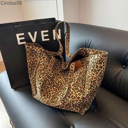 Grand sac à bandoulière léopard coréen pour femmes, sac à main de Shopping, fourre-tout en toile de grande capacité, portefeuille de voyage pour dames