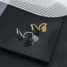 Koreaanse lange goud zilveren kleur rose bloemen clip oorbellen voor vrouwen mode oor haak geen piercing nep oor sieraden