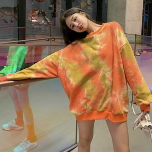 Fashion à manches longues coréen Loose ins harajuku sweet-shirt sweet-shirt femelle à l'automne dye o-neck occasionnel 210608