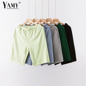 Koreaanse losse shorts met pocket vrouwen hoge taille vintage jongen voor fietser katoenen korte feminino zomer 210611