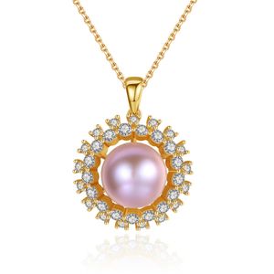 Collar colgante de perlas joyas de marca europea mujeres micro set de circón flor s925 collar collar de plata