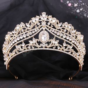 Koreaanse luxe elegant groen water drop Crystal Tiara Crown for Women Wedding Party Nieuwe bruids bruid kroon haaraccessoires