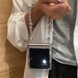 Placage de luxe coréen Placage transparent Cœur de miroir du cœur Bracelet Bracelet Chain pour Motorola Moto Razr 40 Ultra Shockproof Hover