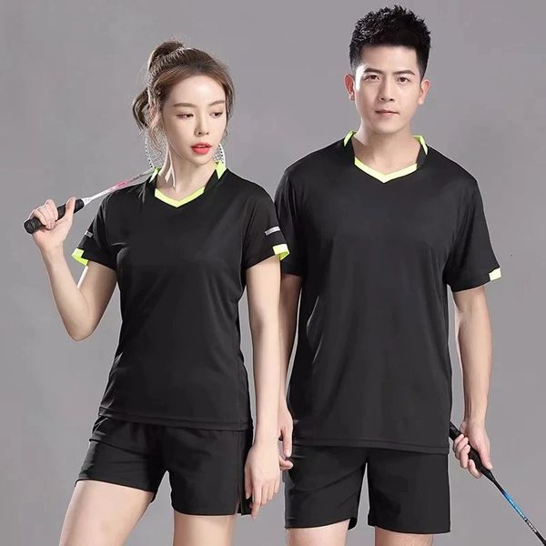 Coréen hommes femmes à manches courtes respirant chemises de badminton tennis séchage rapide course sport à manches courtes fitness entraînement t-shirts 240304