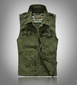 Korean Men039S denim vest leger groene vest mouwloze jassen jeans vest tops hiphop jassen lente herfst kleding 20193892685