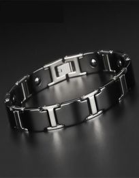 Pulsera de salud Popular coreana para hombre, pulsera de cerámica para hombre, terapia magnética de energía de acero de tungsteno negro Bileklik2493930