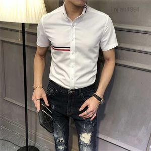 Tendance coréenne TB TB Short à manches courtes à manches moyennes à manches moyennes à manches non fermées Slim Fit Casual Long Man à manches