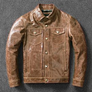 Veste de moto coréenne vestes en cuir véritable mode hommes manteau Biker décontracté hauts coupe ajustée printemps automne pardessus vêtements d'extérieur Streetwear grande taille S-5XL