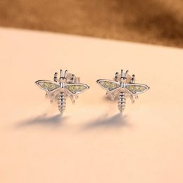 Coreano nuevo lindo abeja S925 pendientes de plata joyería encanto mujeres micro incrustaciones circón temperamento pendientes para mujeres boda fiesta día de San Valentín regalo de cumpleaños SPC