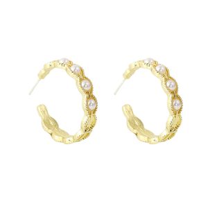 Koreaanse nieuwe handgemaakte elegante parel grote hoepel oorbellen voor vrouwen studenten C vormige cirkel boucle d'oreille eenvoudige sieraden cadeau