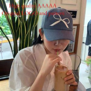 Casquette à bec de canard en Denim à motif brodé avec nœud du créateur de niche coréenne, petite et douce casquette de Baseball révélatrice du visage des enfants