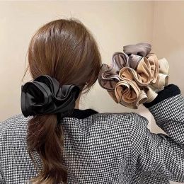 Sruts surdimensionnés coréens Satin Femmes élégantes Bands à cheveux élastiques Bandonnière Pondeuse élastique Rubber Cair Rope Hair Accessoire