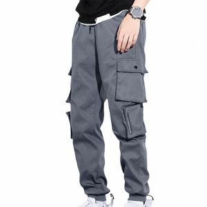 Pantalon coréen été printemps hommes élastique cargo pantalons de survêtement Jogger pantalon mince décontracté Cott taille Hop pantalon mince étudiant o0nO #