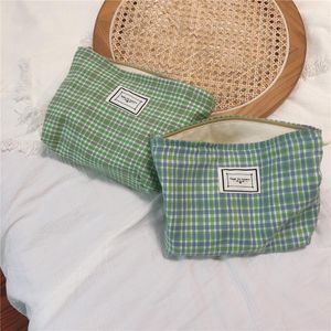 Koreaanse plaid cosmetische tas grote capaciteit make -up organisator -behoefte toiletie vrouwen opslagzak dagkoppels tassen koffers