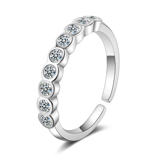 Coréen populaire 925 bague en argent pour femmes bijoux réglable une rangée ronde Zircon anneaux fille accessoires de fiançailles