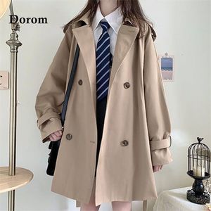 Coréen Preppy Style Double boutonnage Trench manteau femmes en vrac surdimensionné coupe-vent veste femme Vintage lâche pardessus vêtements d'extérieur 220815