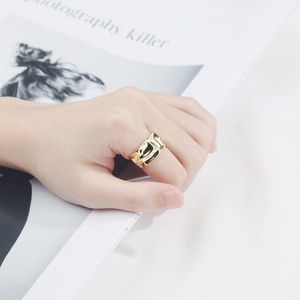 Koreaanse producten stijl netto beroemdheid ring mode eenvoudige hiphop hipster onregelmatige concave convex oppervlak brede gezicht verstelbare ringen sieraden ed023