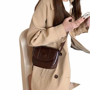 Sac à bandoulière en cuir PU coréen pour femmes Fi New Casual All-Match imperméable marron Pack texturé Hasp Lady sacs à bandoulière p3BM #