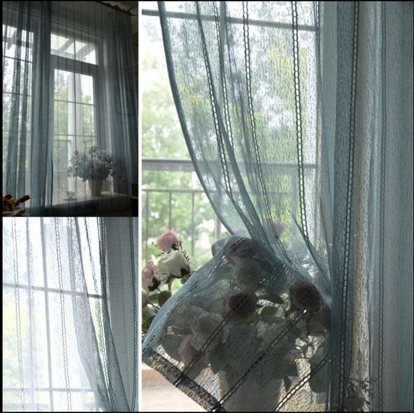 Coréen couleur pure dentelle imitation chanvre rideau écran salon étude balcon baie vitrée cloison rideaux