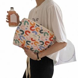 Sac de maquillage FR matelassé coréen Femmes Portable Sac de toilette Femelle Femelle sacs à main DIAPER FLORAL ORGANISANT Rangement Cosmetics Pouche A5DT #