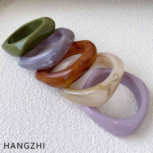 Coréen rétro couleur vague large Version carré résine acrylique Bracelet Bracelet pour femmes filles fête voyage bijoux Hangzhi 2022