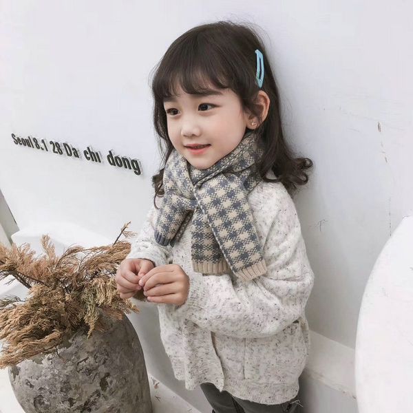 Écharpe à carreaux de couleur assortie de Style rétro coréen, écharpe chaude en laine pour bébé, pour garçons et filles, automne et hiver