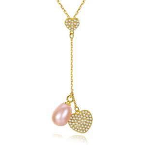 Mode coréenne collier de perles S925 argent Micro ensemble zircone coeur pendentif collier européen femmes collier chaîne de mariage bijoux de fête cadeau de saint valentin SPC