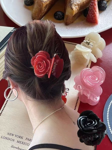 Claws de cheveux de fleurs de rose romantique coréenne Colorde Colorve Floral Mini Clip de cheveux Vintage Sweet Headwear 2023 Nouveaux accessoires de cheveux