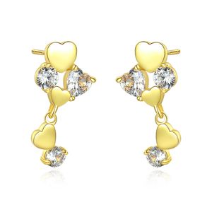 Koreaans romantisch glanzend hart zirkon s925 zilveren stud oorbellen dames sieraden luxe plating 18k goud kwaliteit oorbellen valentijnsdag cadeau