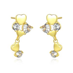 Coréen Romantique Brillant Coeur Zircon s925 Argent Boucles D'oreilles Femmes Bijoux De Luxe Placage Or 18k Qualité Boucles D'oreilles Saint Valentin Cadeau