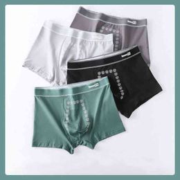 Koreaanse naadloze negatieve ionenergie boxer mannen katoen ondergoed voor mannelijke pure solide slipje Mid taille shorts Comfortabele slip G220419
