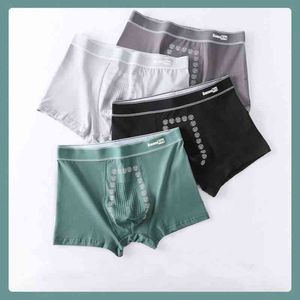 Coreano inconsútil negativo Energía de energía boxeador de algodón ropa interior para panties sólidas puras macho pantalones cortos de cintura media cortos cómodos G220419