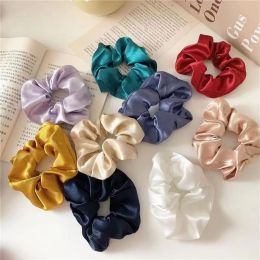 Corea Silky Satin Hair Scrunchies Mujeres Mujeres hechas a mano Cabezón elástico Ponga de cola de caballo Bandas de cabello elegantes Accesorios