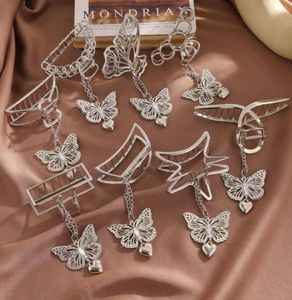 Pince à cheveux coréenne en argent, gros cheveux élégants, nouvelle chaîne papillon, pendentif cœur d'amour, épingle à cheveux pour femmes et filles, accessoires 6843924