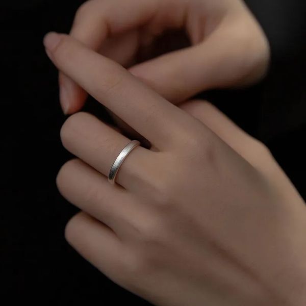 Coréen argent couleur mat Couple anneaux pour hommes femmes mariage bague de fiançailles réglable bijoux cadeau en gros