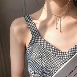 Collar con colgante ajustable de borla con cuentas redondas de Color plateado coreano para mujer y niña, Gargantilla, Collar J0312