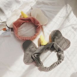 Coréen Simple mignon éléphant oreille en peluche tissu bandeau coiffure mode douce fille enfants laver le visage cheveux accessoires