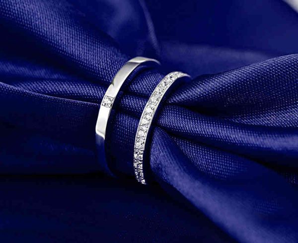Bague en diamant populaire simple coréenne mariage d'une paire de bijoux en argent pour hommes et femmes en argent sterling S925