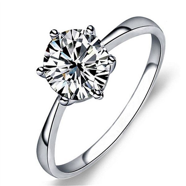 Bague coréenne à six griffes Luxe Magic Salt Lake Diamond Plaqué 18K Imitation Moissanite Diamond Ring Open Six-Claw Wedding Ring