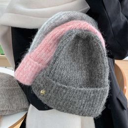 Koreaanse vaste kleur ronde gebreide trui hoed voor vrouwen in de herfst en winter om te pronken met hun gezicht kleine winddichte hoed ins warme pool hoed