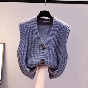 Koreaanse lente en herfst dames vesten v nek pullover retro mouwloos vest pure kleur voor vrouwen