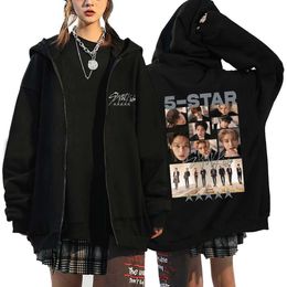 Suéter con estampado de estrella coreana Stray Kids para hombre y mujer, suéter holgado con capucha y cremallera, grupo de cantantes circundantes, Harajuku