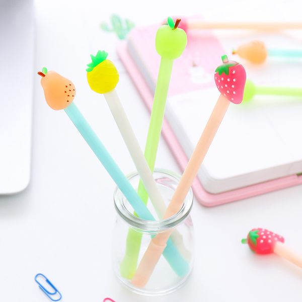 Papeterie coréenne, jolies poignées de stylos à fruits frais, fournitures scolaires créatives, stylos à Gel de bureau, cadeau gratuit