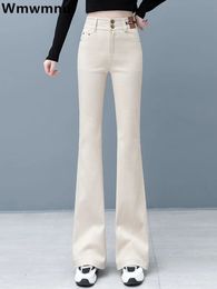 Koreaanse streetwear hoge taille flare jeans dames slanke trend stretch denim broek elegante rechte pantalones zwarte skinny vaqueros 240123
