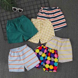 Koreaanse strepen shorts voor jongens 3 jaar mode tiener dunne broek kinderen kleurrijke punt baby babyjongen zomer kleding 210622