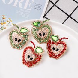 Pendientes de manzana de estilo coreano para mujer y niña, aretes dulces de cristal para mujer, joyería Brinco, regalos de fiesta