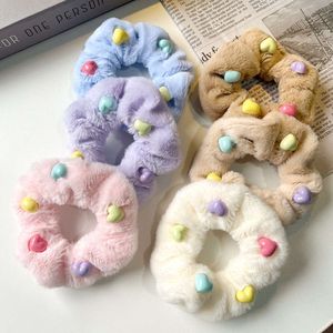 Koreaanse stijl herfst winter snoep kleur hartvormige dikke darm lus schattige hoge elastische hoofdband pluche en verdikte haaraccessoire voor vrouwen